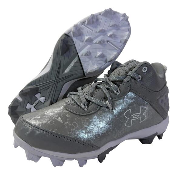 Under Armour Harper TPU Jr. Boy's Baseball Cleats Gray Silver 5.5 Youth 5.5Y - Picture 1 of 5